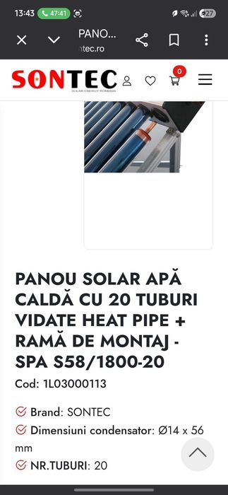 Panou presurizat 20 tuburi