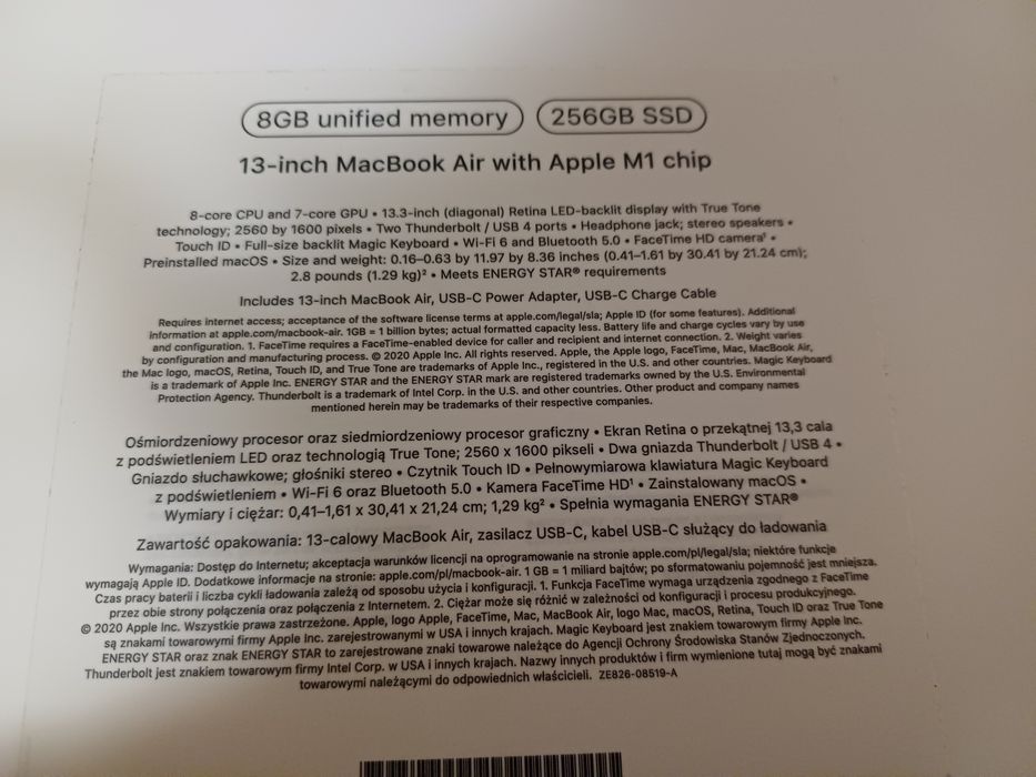 MacBook Air 13” M1 ca nou+ adaptor cadou