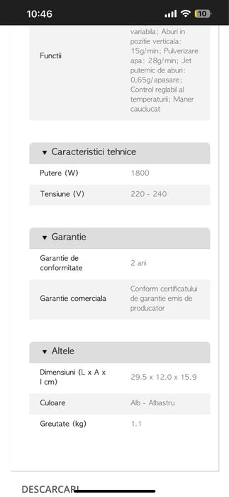Fier de calcat cu aburi Myria cu talpa ceramica intacta
