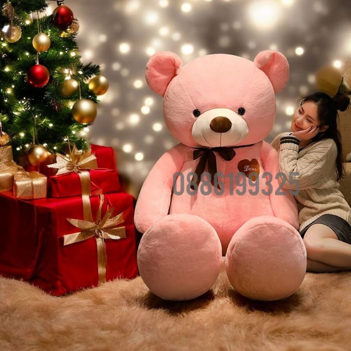 Голямо плюшено розово Мече, 120см Голяма плюшена розова Мечка