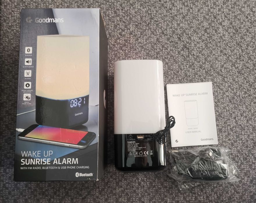 НОВ GOODMANS Sunrise Radio Alarm Bluetooth Speaker нощна лампа 6 цвята