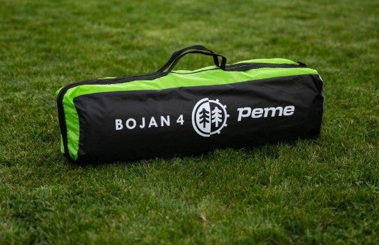 Cort camping Bojan 4, 4 persoane, Impermeabil 4000 mm, Inaltime 140 cm, Montaj rapid, Negru/Lime