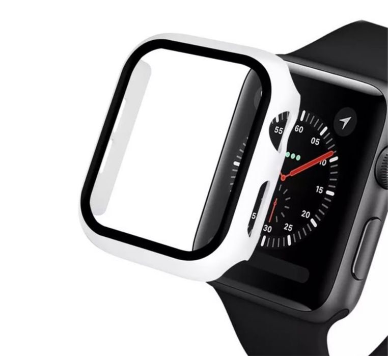 Husa / Carcasa Margine Silicon Geam Plastic Pentru Ceas Apple Watch