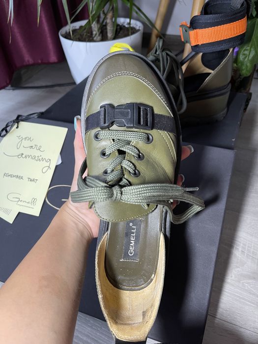 Gemelli Shoes - Pantofi din piele cu platforma Joseph, Kaki, 37