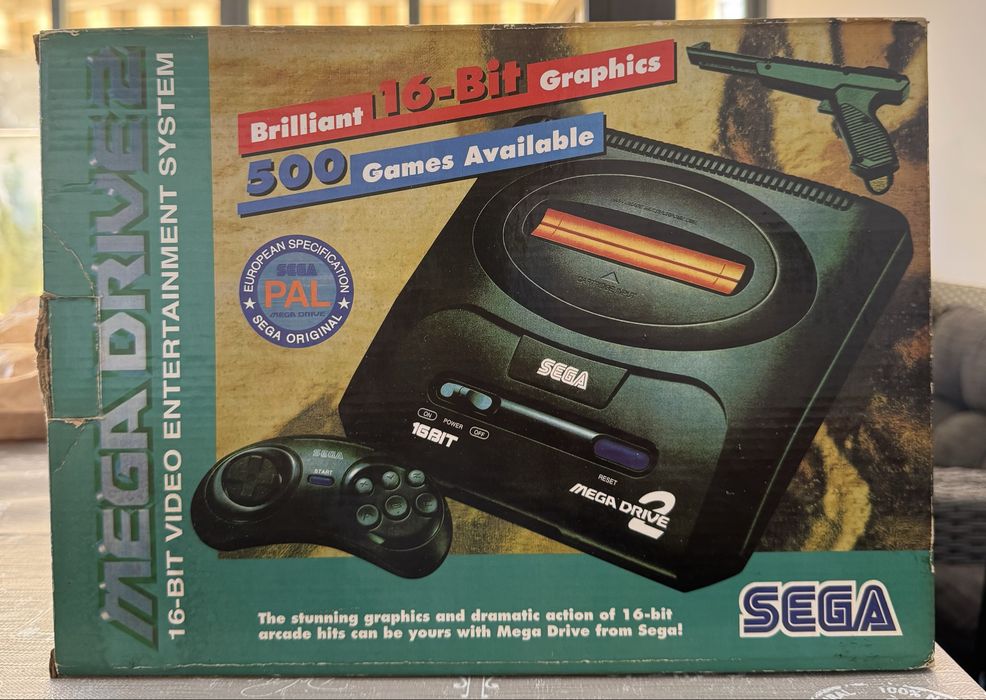 Sega Mega Drive 2 PAL 16-Bit consolă cutie foam 2 gamepads light gun cablu