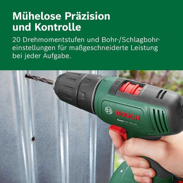 Акумулаторен Винтоверт Bosch EasyDrill 18V-40, 18V, SOLO 06039D8000, 2 години Гаранция, Нов