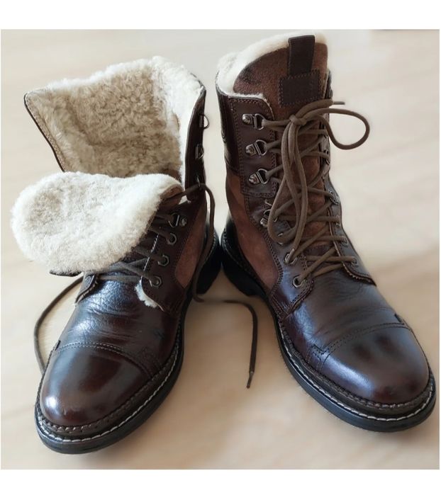 Ghete piele Hugo Boss blana miel marimea 41