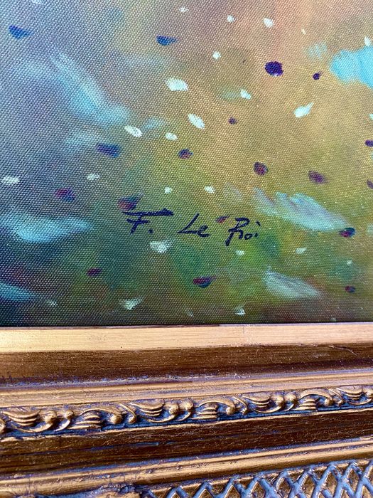 Tablou Dimensiuni Mari Pictat Ulei pe Panza Semnat Rama Lemn