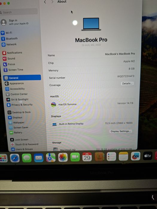 MacBook A2338-Apple M2/8гб/256гб ssd
