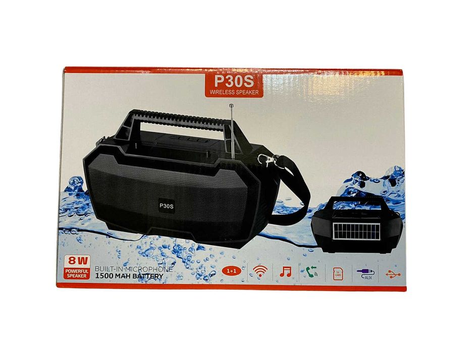 Преносима тонколона със соларен панел и радио P30S