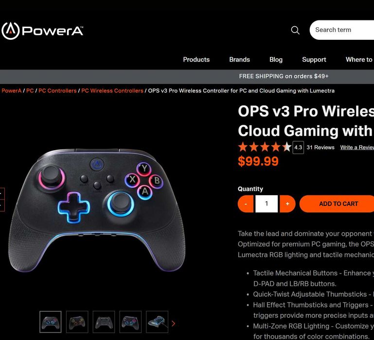 Джойстик Steam Deck, для PC, Android, облачного гейминга PowerA OPS V3