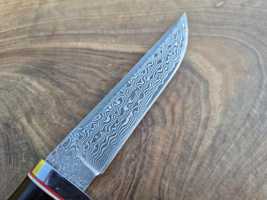 Японски ловен нож DAMASKUS AB,дамаска стомана VG10,кожена кания,LN418