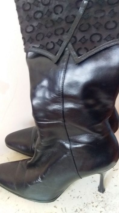 Сапоги черные кожаные новые