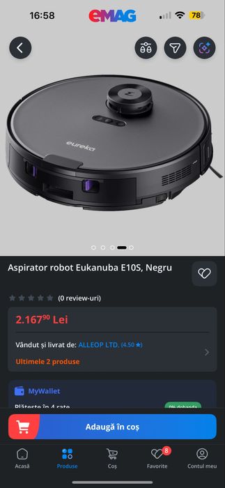 Eureka E10s aspirator robot sigilat