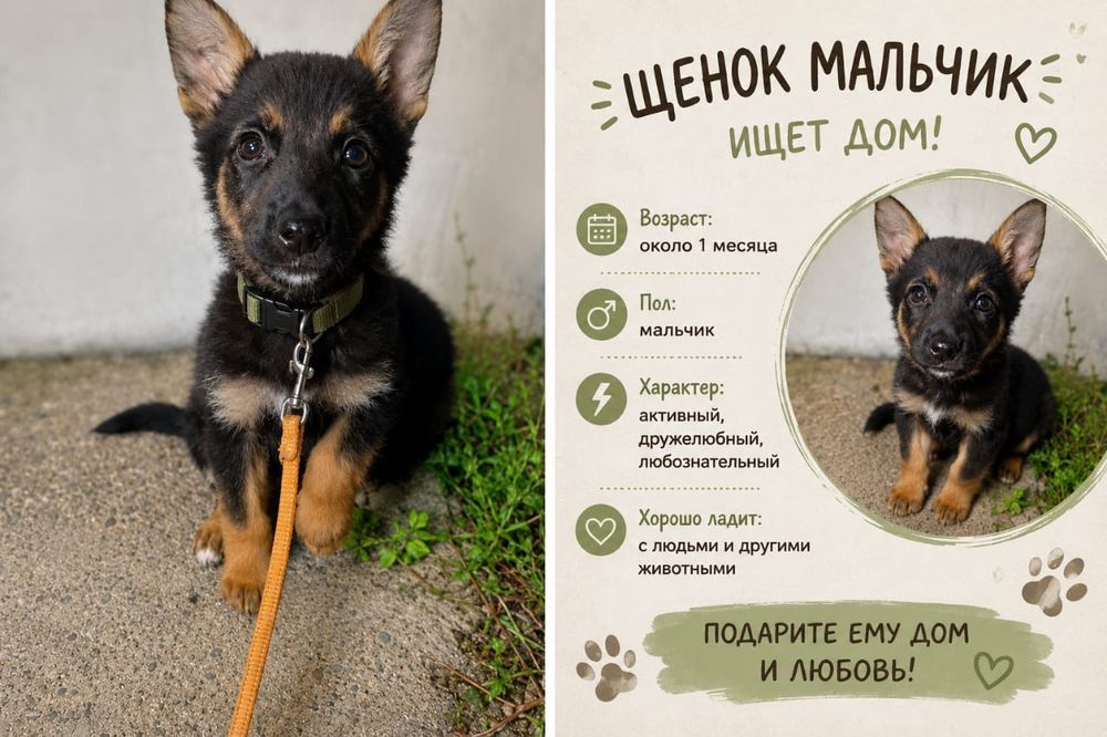 отдам щенка в добрые руки