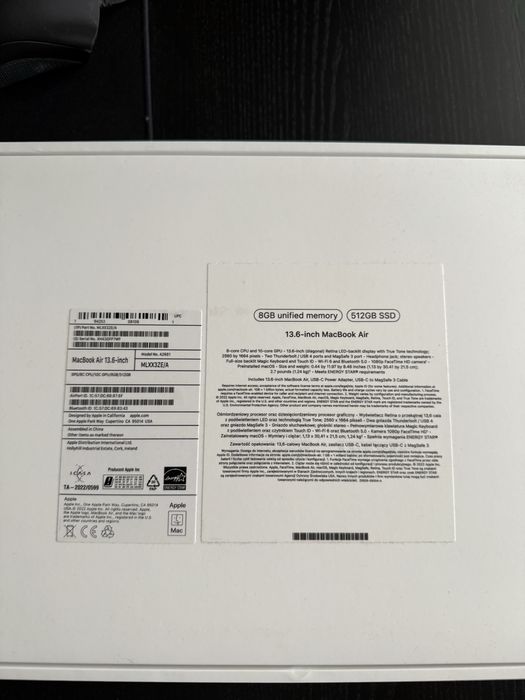 Macbook air 13.6 512gb ssd