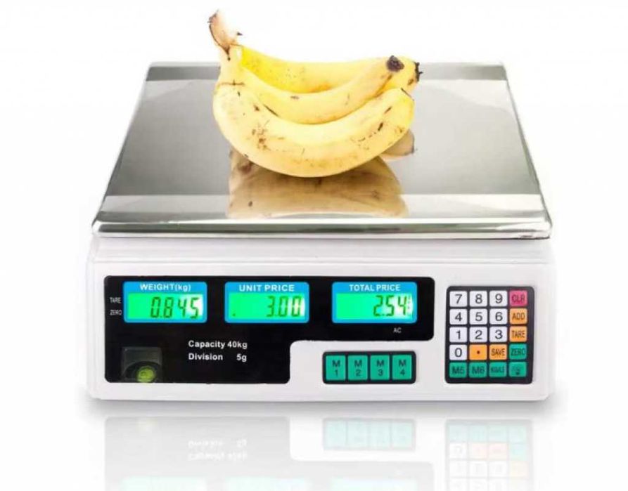 Електронна везна до 40 кг, включена батерия, цифрова,множество функции
