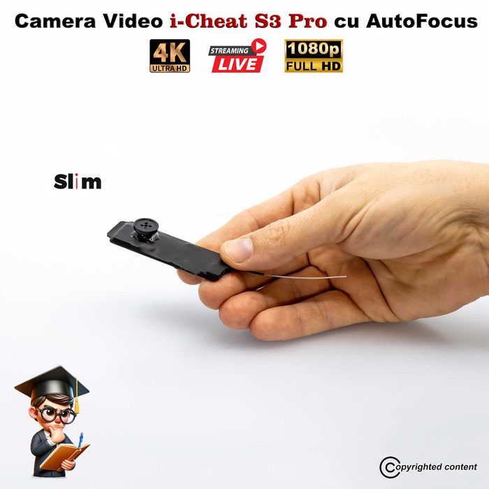Casca de Copiat cu Camera Video 4K in Nasture - Casti pentru Copiat!