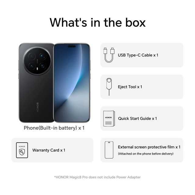 Honor Magic 8Pro 12+512GB Black, оригинален кейс