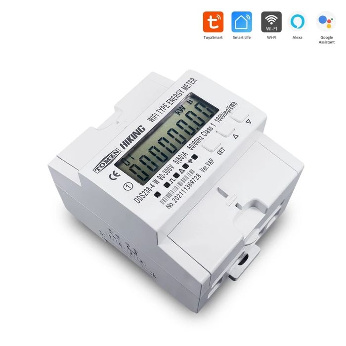 60А Интелигентен Tuya монофазен WiFi електромер,защита,таймер с RS485