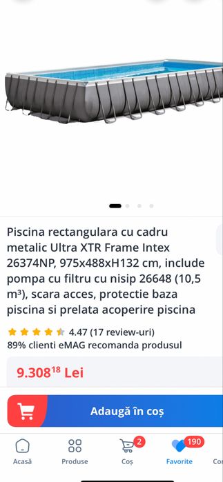 Piscina  cadru metalic supraterana 975x488xH132 transport GRATUIT