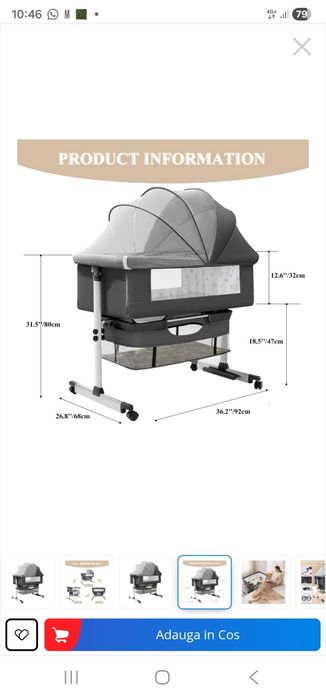 Patut bebelusi 3 in 1 Senmase GRI IN/Otel carbon