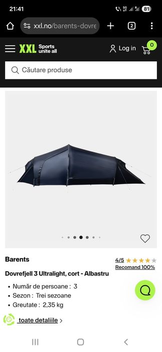 Cort de 3 persoane Barents Dovrefjell 3 Ultralight