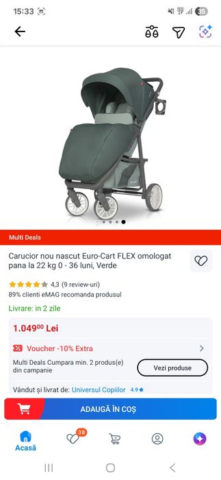 Cărucior Euro-Cart Verde