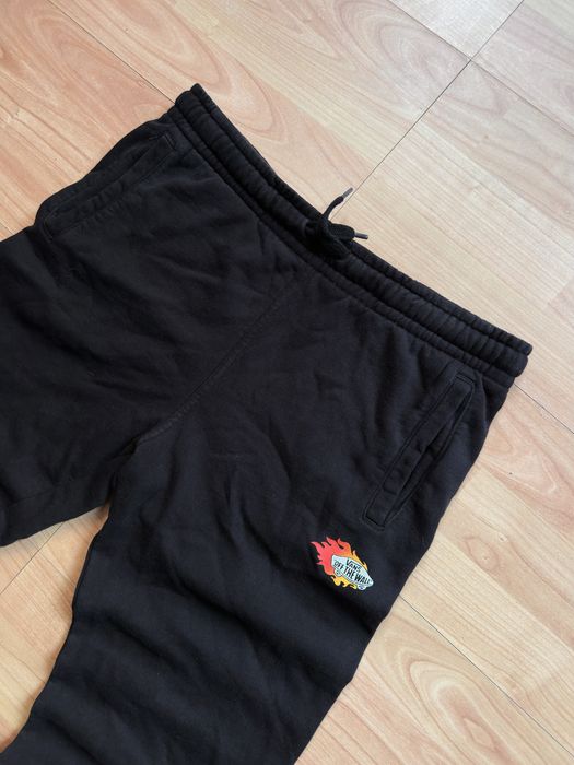 Pantaloni pants sweats joggers tapered Vans flame black cotton