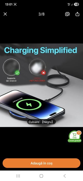 Tabletă full hd octa-core + husă + încărcător wireless