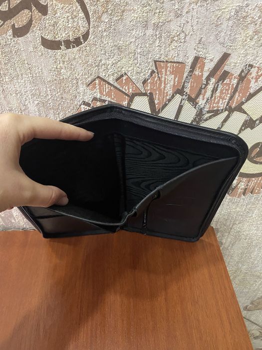 Кожаный портмоне кошелек черный