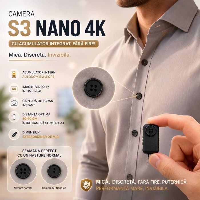 Casca de copiat - Casti de copiat - iCheat S3 Nano 4K UHD cu Acumulator Intern si Fara Fire