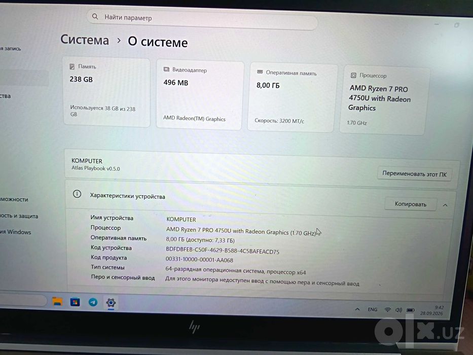 Noutbuk Hp Ryzen 7 pro