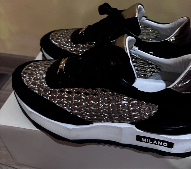 Дамски кецове естествена кожа и велур Milano