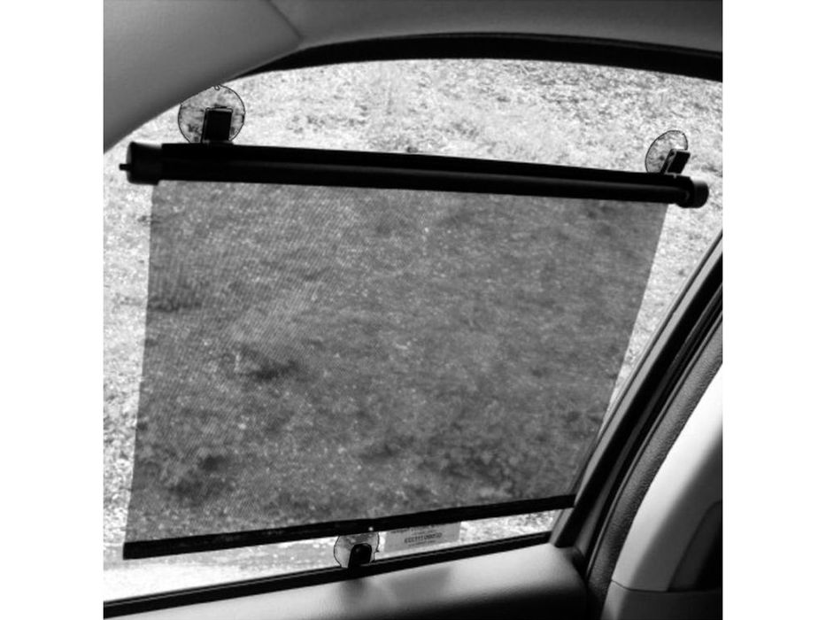 Set 2 jaluzele auto rulou Carpoint pentru geam lateral, 45 x 58 cm, gri, fixare cu ventuze si carlige