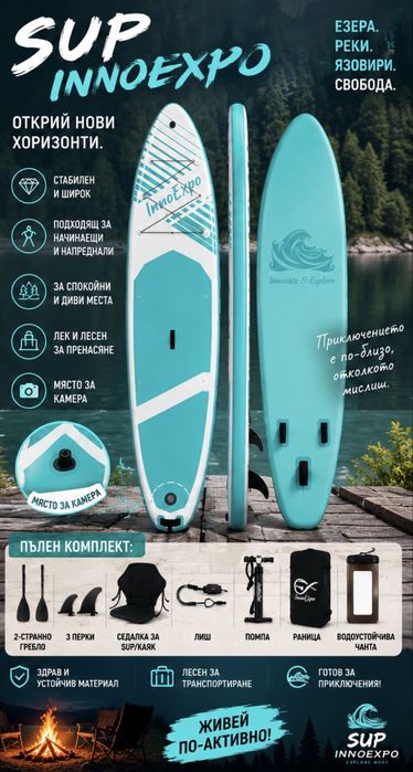 Чисто нов SUP Paddle Board – пълен комплект