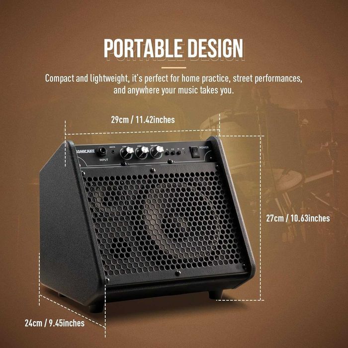 SONICAKE усилвател за електронни барабани 20W, преносим, Bluetooth