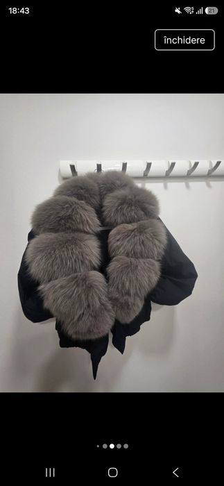 Geaca puf  cu blana naturala superba