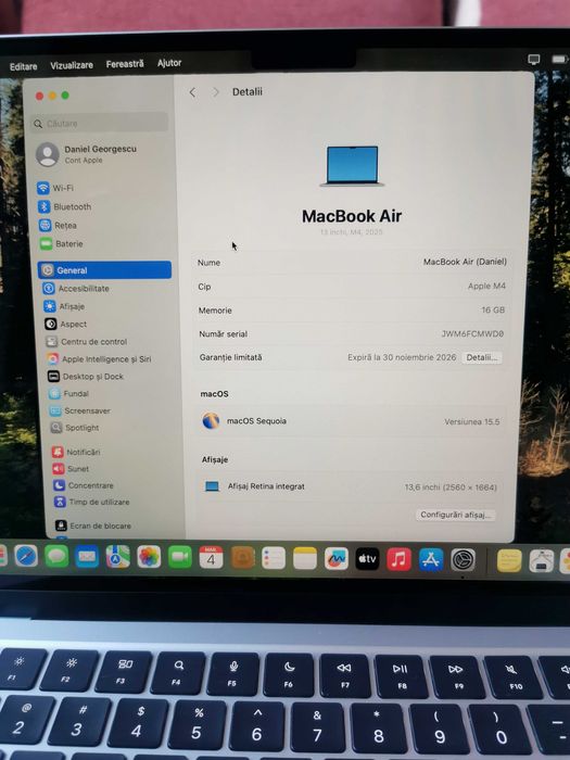 MacBook Air 13 ,Apple M4 ,13.6’’ Retina Display 16GB, SSD 256 GB