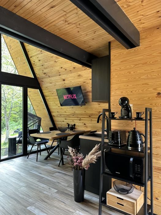 CABANE A-FRAME de închiriat cu ciubar la Predeal