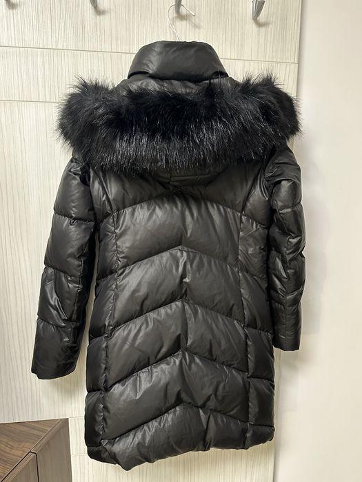 100% Оригинално дамско черно дълго зимно яке с качулка Calvin Klein