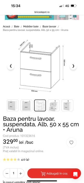 Baza lavoar chiuveta suspendat