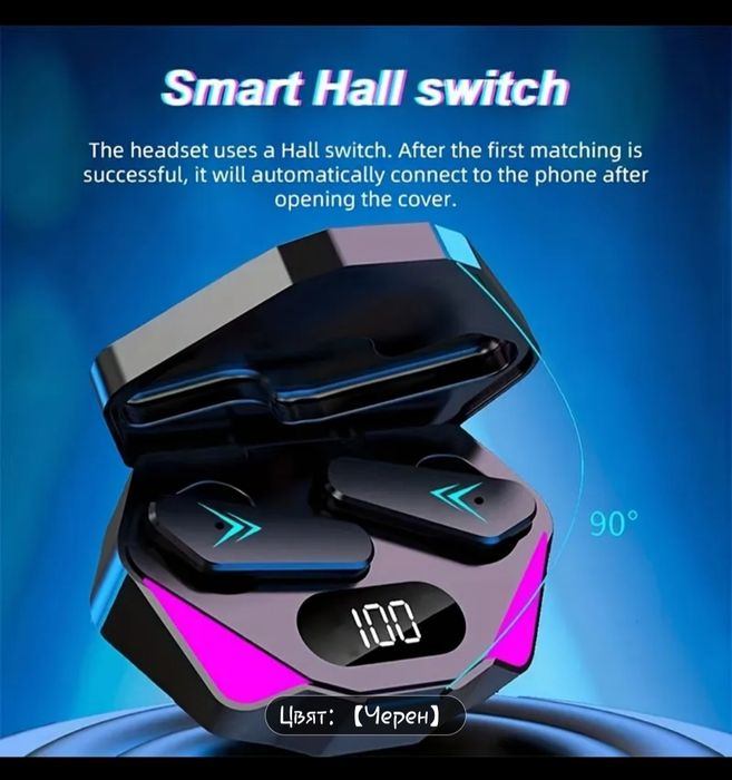 Готина геймърска Bluetooth слушалка с цифров дисплей, завладяващ 3D звук за различно игрово преживяване