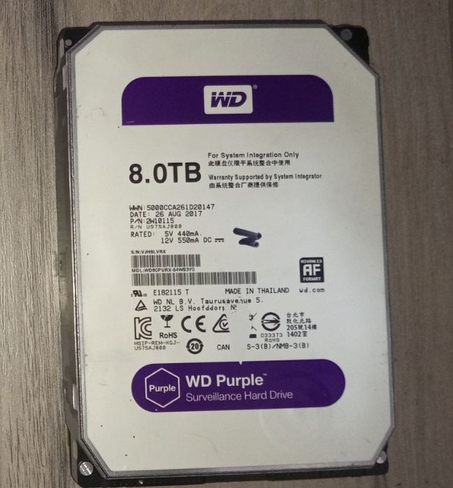 8 ТБ хард сотилади видеонаблюдения учун