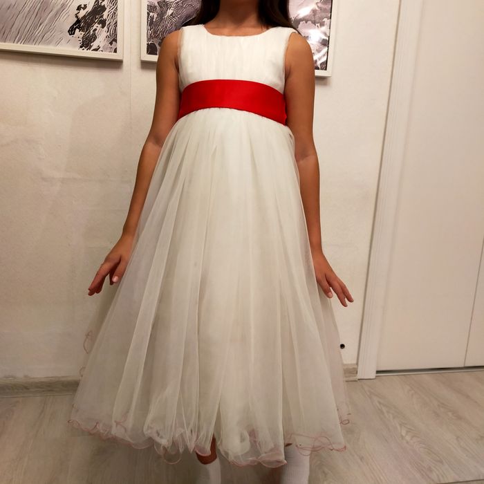 Платье пышное белое для девочки рост 122-132