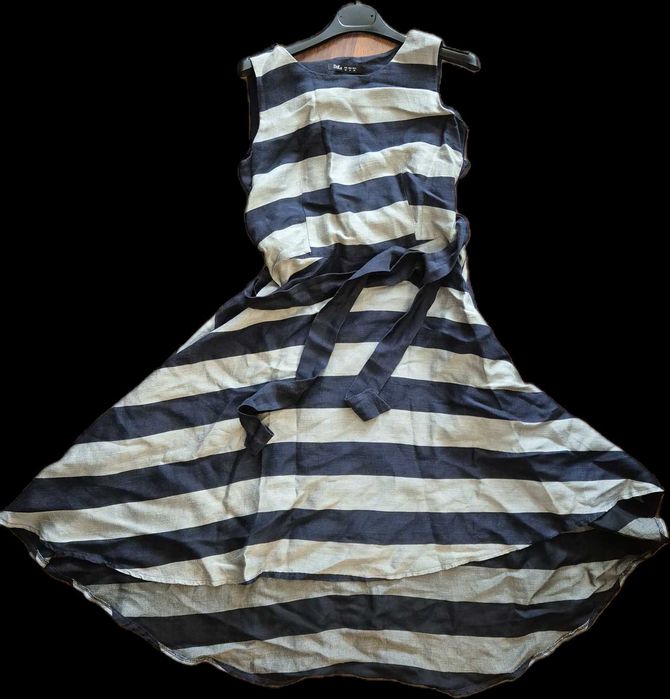 Ленена рокля на едро райе, DiKa, размер 36