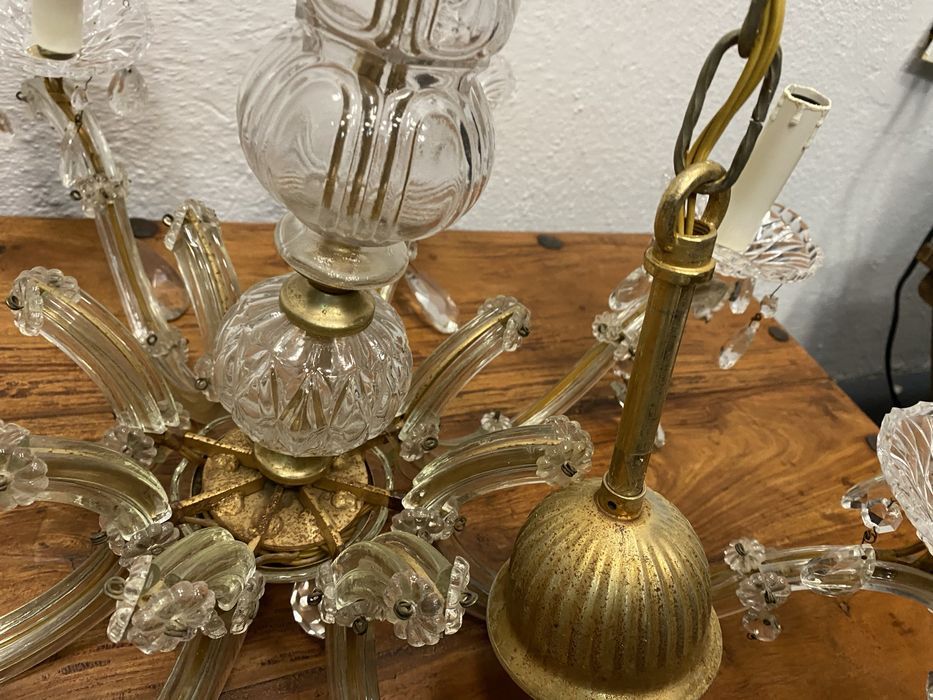 Италиански Кристален полилей с месингова основа