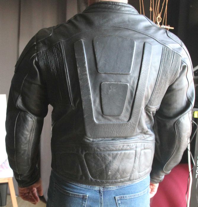 Geacă moto din piele SHOX cu protecții – stil cafe racer