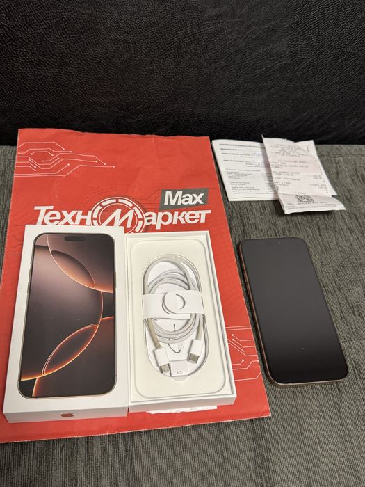 КАТО НОВ 256GB iPhone 16 Pro Max Гаранция Техномаркет 2026г. Desert