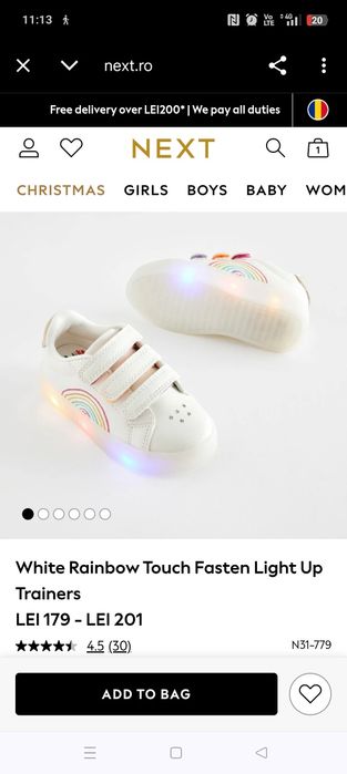 Sneakers Next curcubeu mărime 8 UK, 25.5 eu